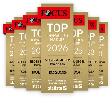 FOCUS TOP Immobilienmakler 2026 – Sieger & Sieger Immobilien, Troisdorf, mehrfach ausgezeichnet